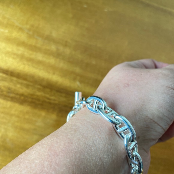 HERMES CABIN D’ ANCRE LARGE MODEL STERLING SILVER CHUNKY BRACELET - Picture 7 of 11